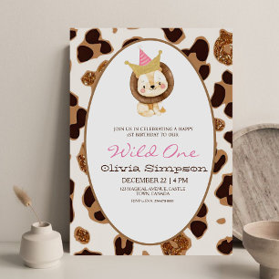 Lion Wild One Firs Birthday Party Invitation