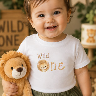 Lion Wild One First Birthday Baby Girl T-Shirt 