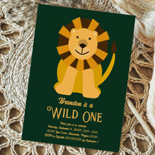 Lion Wild One First Birthday Jungle Invitation Postcard