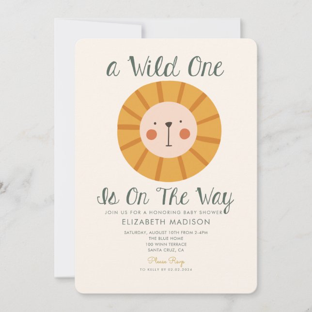 Lion Wild one is on the Way Baby Shower Invitation (Front)