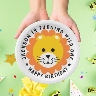 Lion Wild One Jungle Safari Animal Kids Birthday  Paper Plate