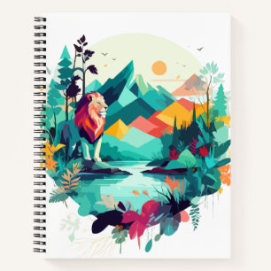 Lion Wildlife Animal Nature Outdoors Watercolor  Notebook