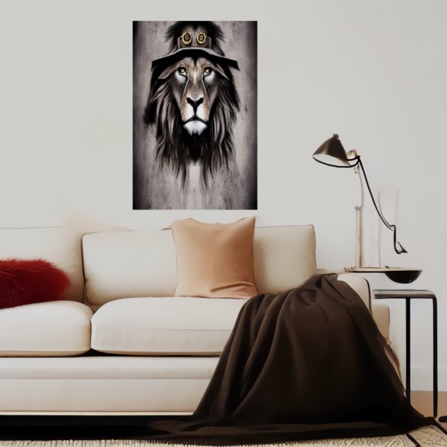 Lion with a cool hat | AI Art Poster (Creator Uploaded)