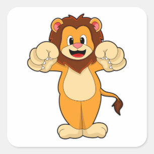 Lion with big Claws Square Sticker