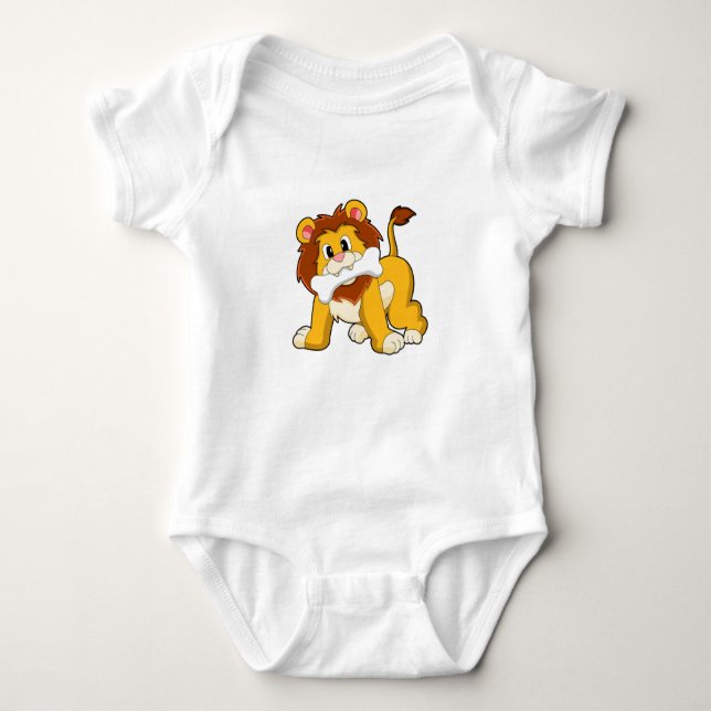 Lion with Bone Baby Bodysuit (Front)