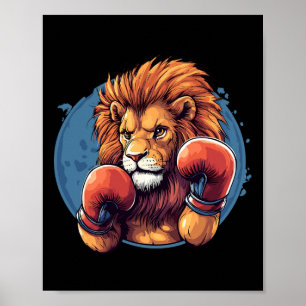 Lion With Boxing Gloves Fierce Determined Poster