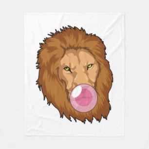 Lion with Bubble gum Fleece Blanket