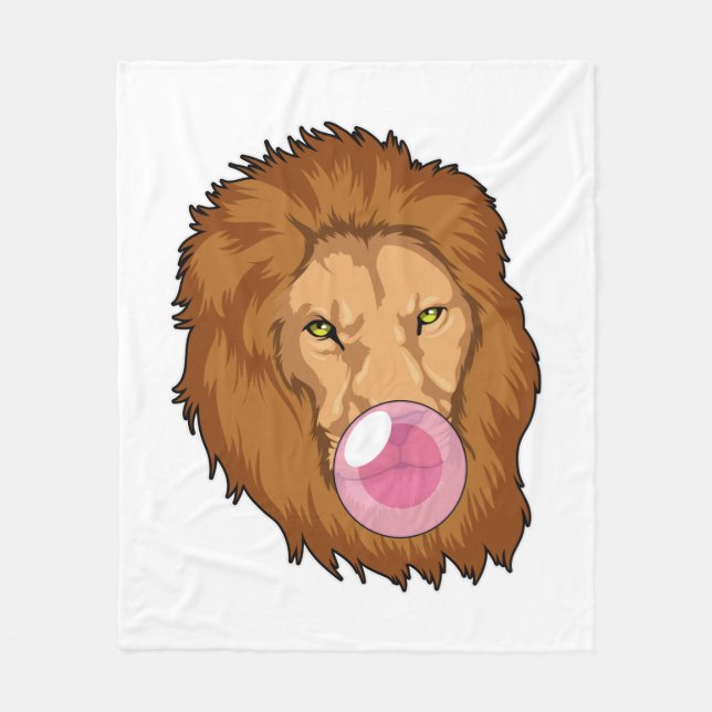Lion with Bubble gum Fleece Blanket (Front)