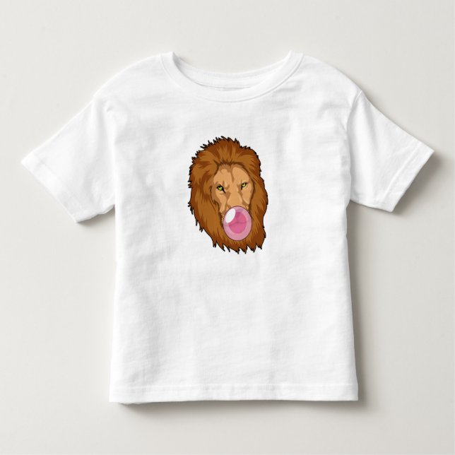 Lion with Bubble gum Toddler T-Shirt (Front)