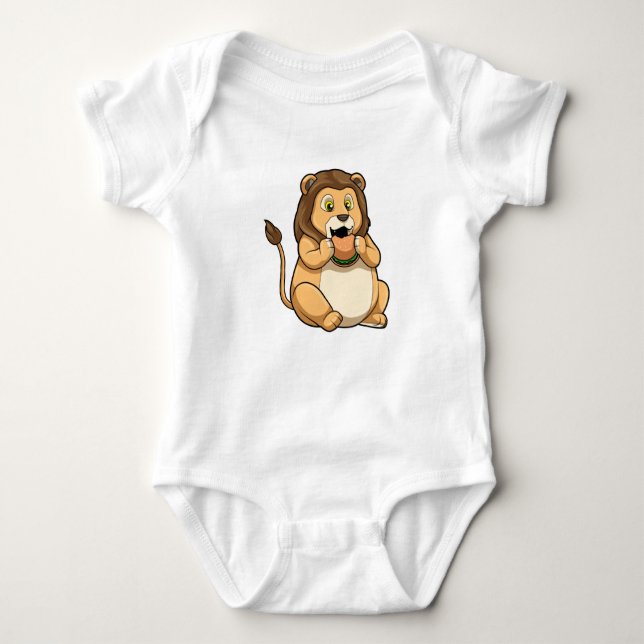 Lion with Burger Baby Bodysuit (Front)