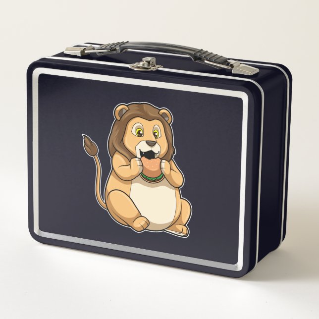 Lion with Burger Metal Lunch Box (Front)