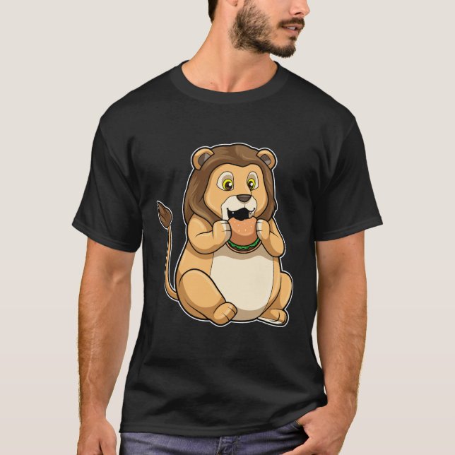 Lion with Burger T-Shirt (Front)