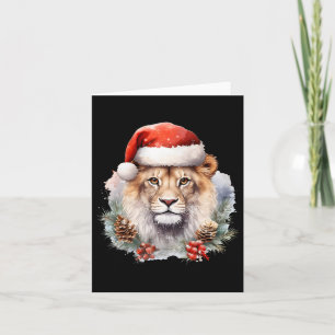 Lion With Christmas Hat South Africa Safari Animal Card