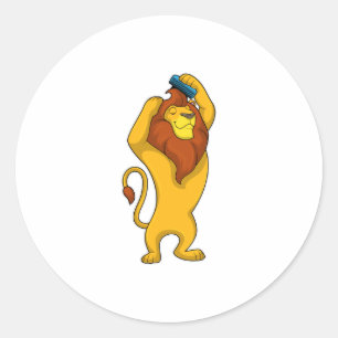 Lion with Comb Classic Round Sticker