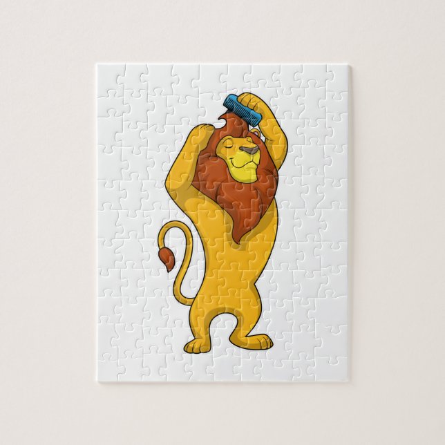 Lion with Comb Jigsaw Puzzle (Vertical)