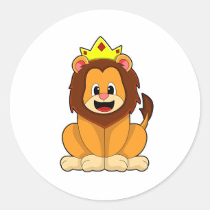 Lion with Crown Classic Round Sticker