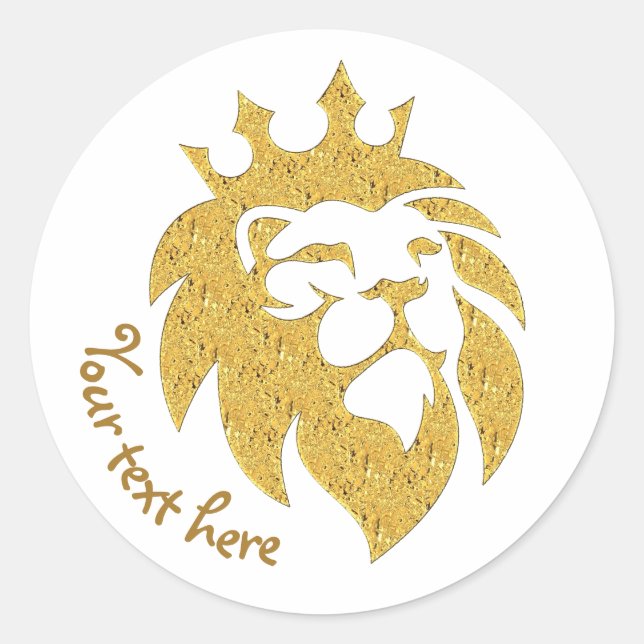 Lion With Crown - Gold Style 1 Classic Round Sticker (Front)