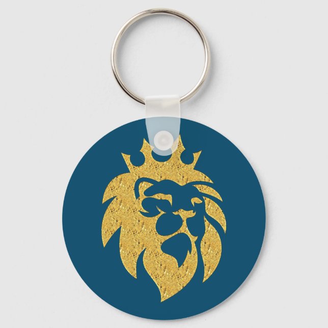 Lion With Crown - Gold Style 1 Key Ring (Front)