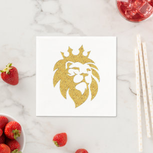 Lion With Crown - Gold Style 1 Napkin