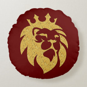 Lion With Crown - Gold Style 1 Round Cushion
