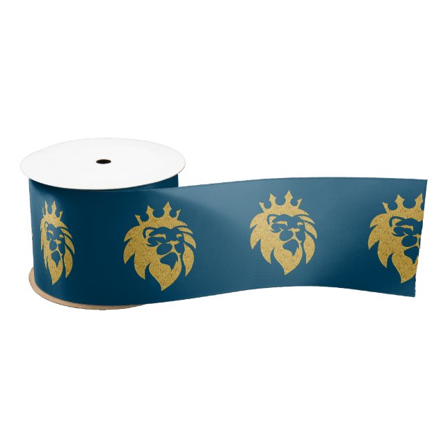Lion With Crown - Gold Style 1 Satin Ribbon (Spool)