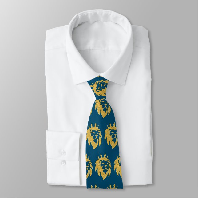 Lion With Crown - Gold Style 1 Tie (Tied)