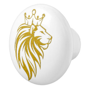 Lion With Crown - Gold Style 2 Ceramic Knob