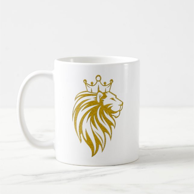 Lion With Crown - Gold Style 2 Coffee Mug (Left)