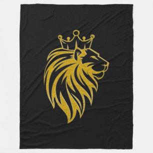 Lion With Crown - Gold Style 2 Fleece Blanket