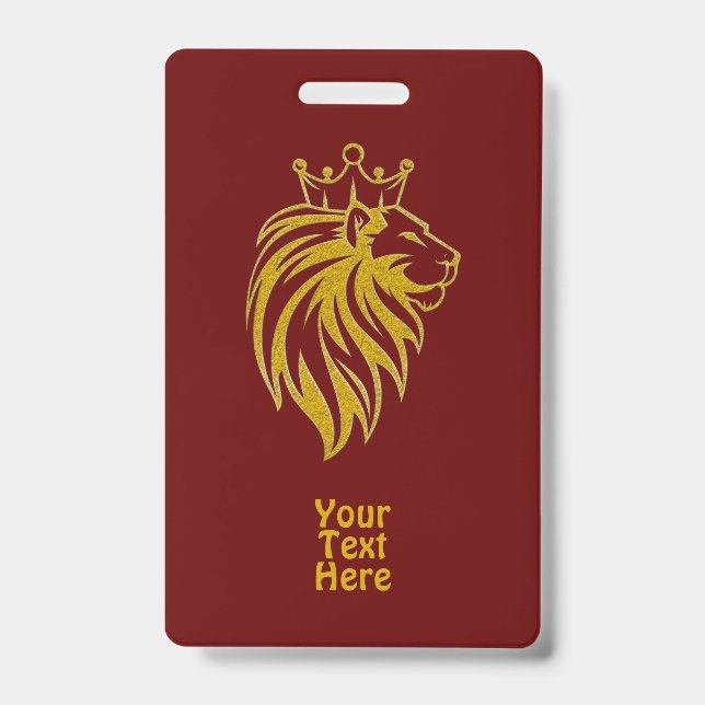 Lion With Crown - Gold Style 2 ID Badge (Front)