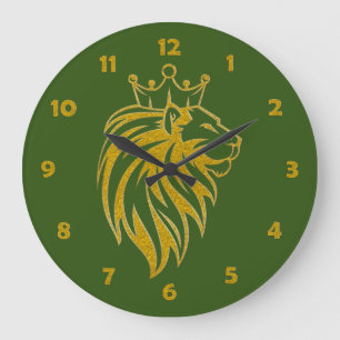Lion With Crown - Gold Style 2 Large Clock