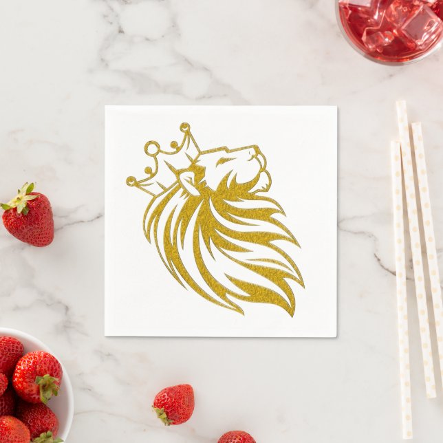 Lion With Crown - Gold Style 2 Napkin (Insitu)