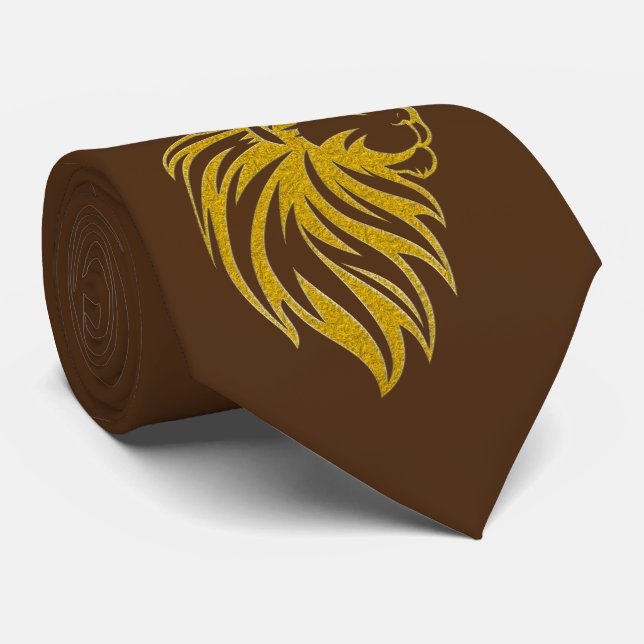 Lion With Crown - Gold Style 2 Tie (Rolled)