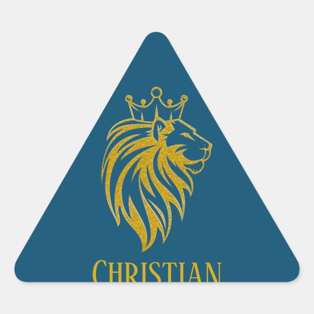 Lion With Crown - Gold Style 2 Triangle Sticker (Front)
