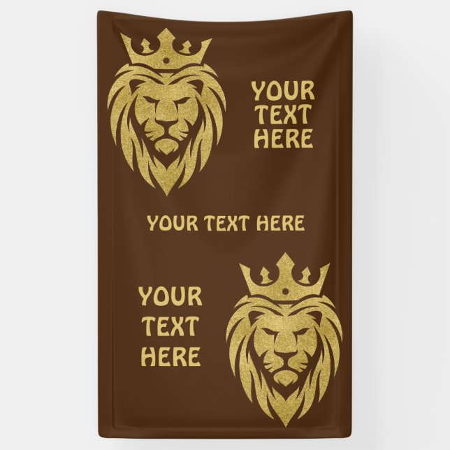 Lion With Crown - Gold Style 3 Banner (Vertical)