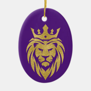 Lion With Crown - Gold Style 3 Ceramic Ornament