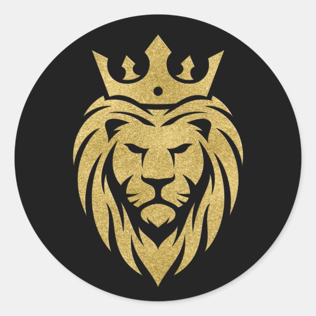 Lion With Crown - Gold Style 3 Classic Round Sticker (Front)