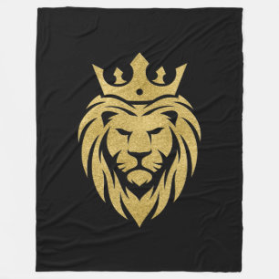 Lion With Crown - Gold Style 3 Fleece Blanket