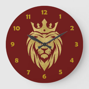 Lion With Crown - Gold Style 3 Large Clock