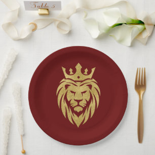 Lion With Crown - Gold Style 3 Paper Plate