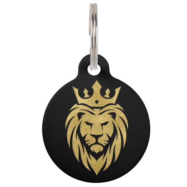 Lion With Crown - Gold Style 3 Pet Tag (Front)
