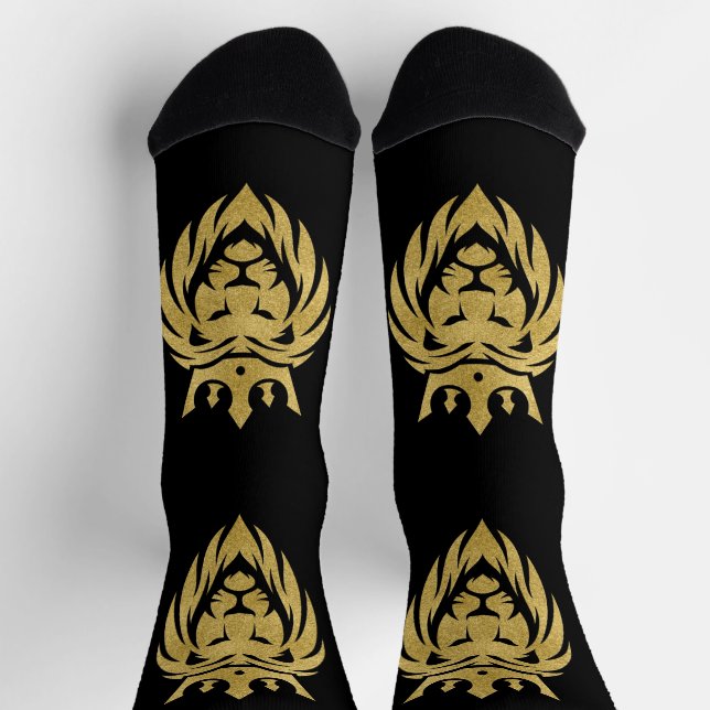 Lion With Crown - Gold Style 3 Socks (Top)