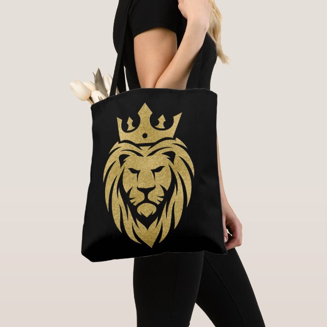 Lion With Crown - Gold Style 3 Tote Bag (Close Up)