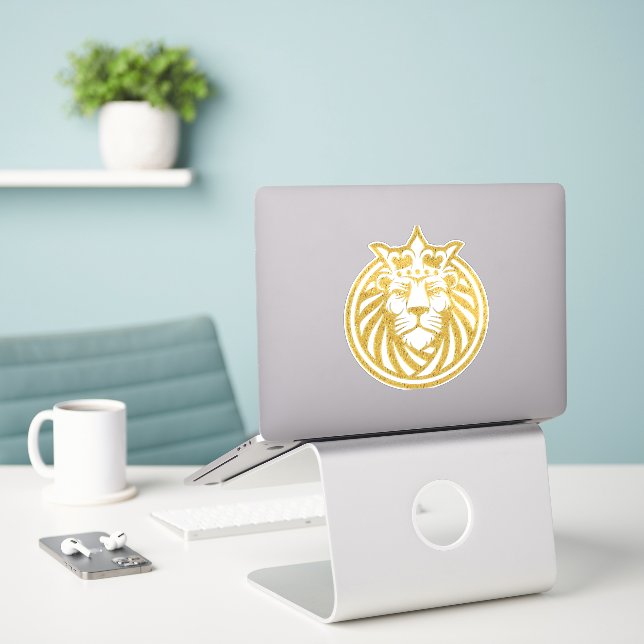 Lion With Crown - Gold Style 4 (Laptop On Desk)