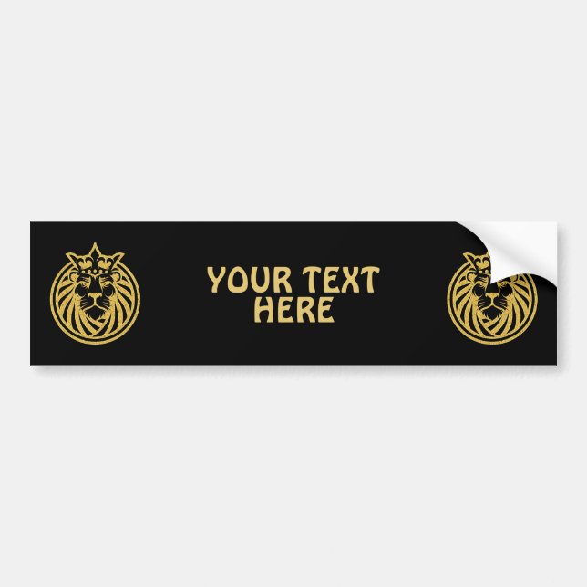 Lion With Crown - Gold Style 4 Bumper Sticker (Front)