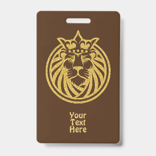 Lion With Crown - Gold Style 4 ID Badge