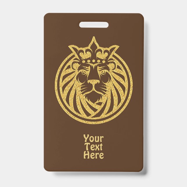 Lion With Crown - Gold Style 4 ID Badge (Front)