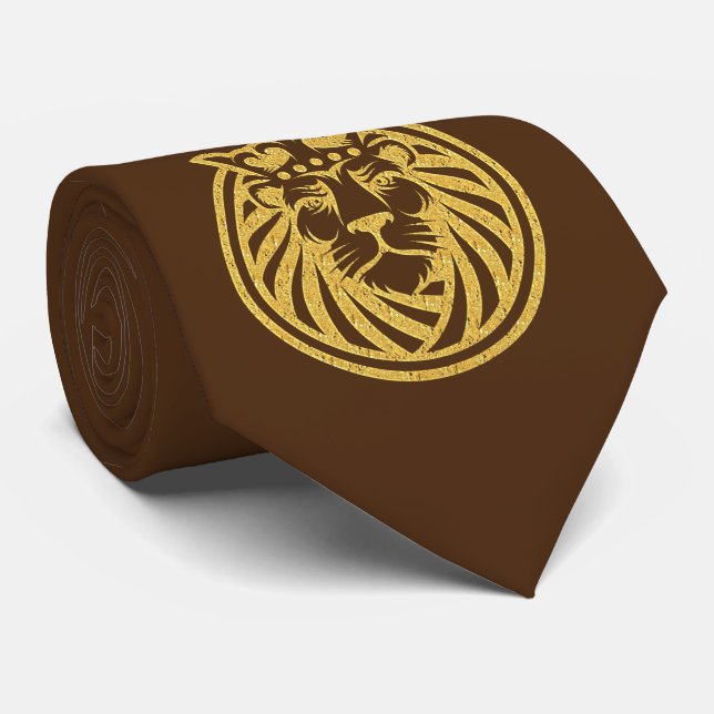 Lion With Crown - Gold Style 4 Tie (Rolled)