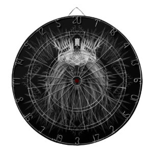 Lion with Crown Monogram Black Dartboard