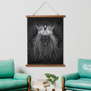 Lion with Crown Monogram Hanging Tapestry